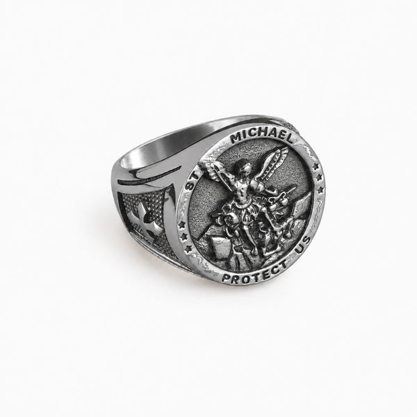 St Michael Signet Ring Silver