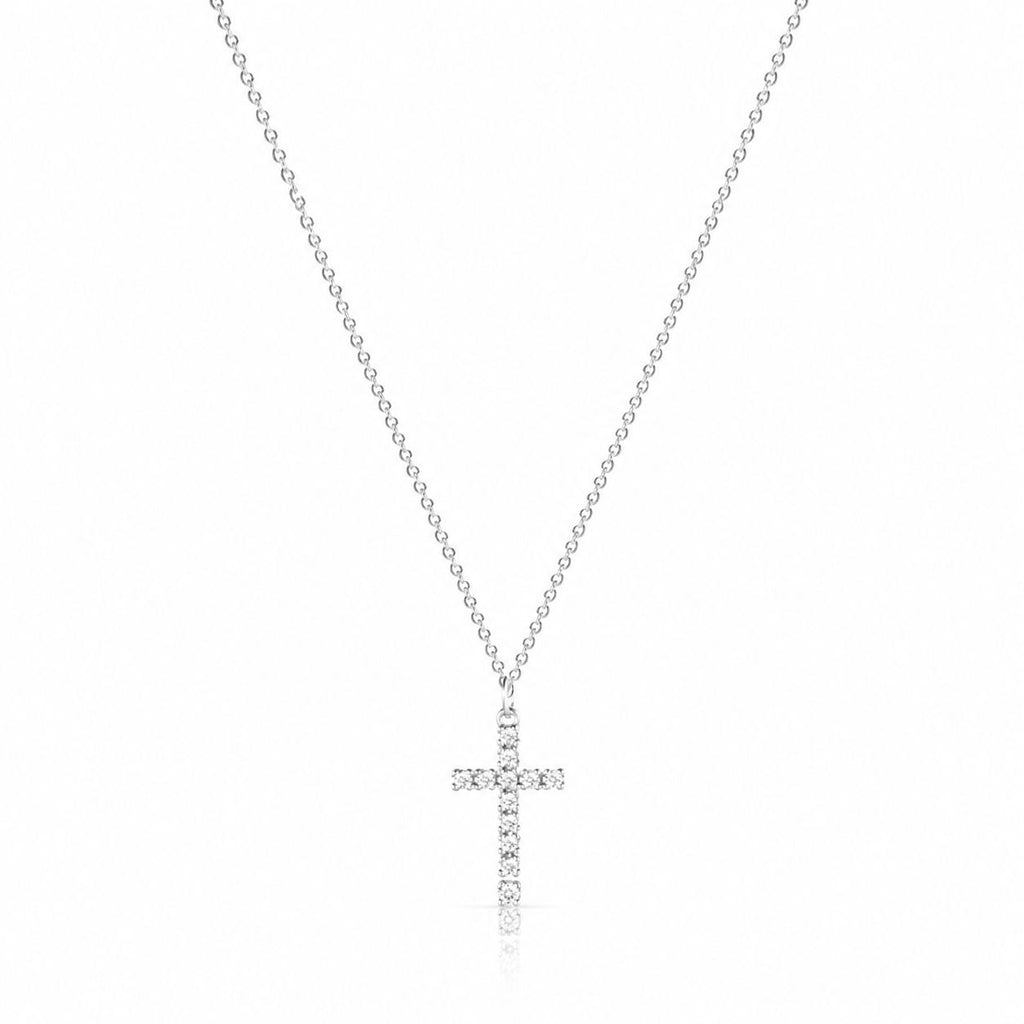 Iced cross pendant necklace Silver