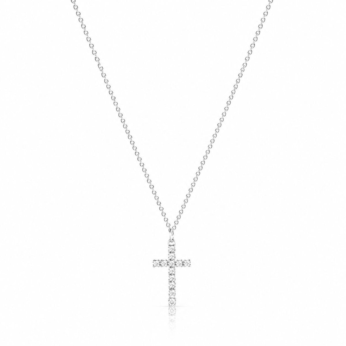 Iced cross pendant necklace Silver