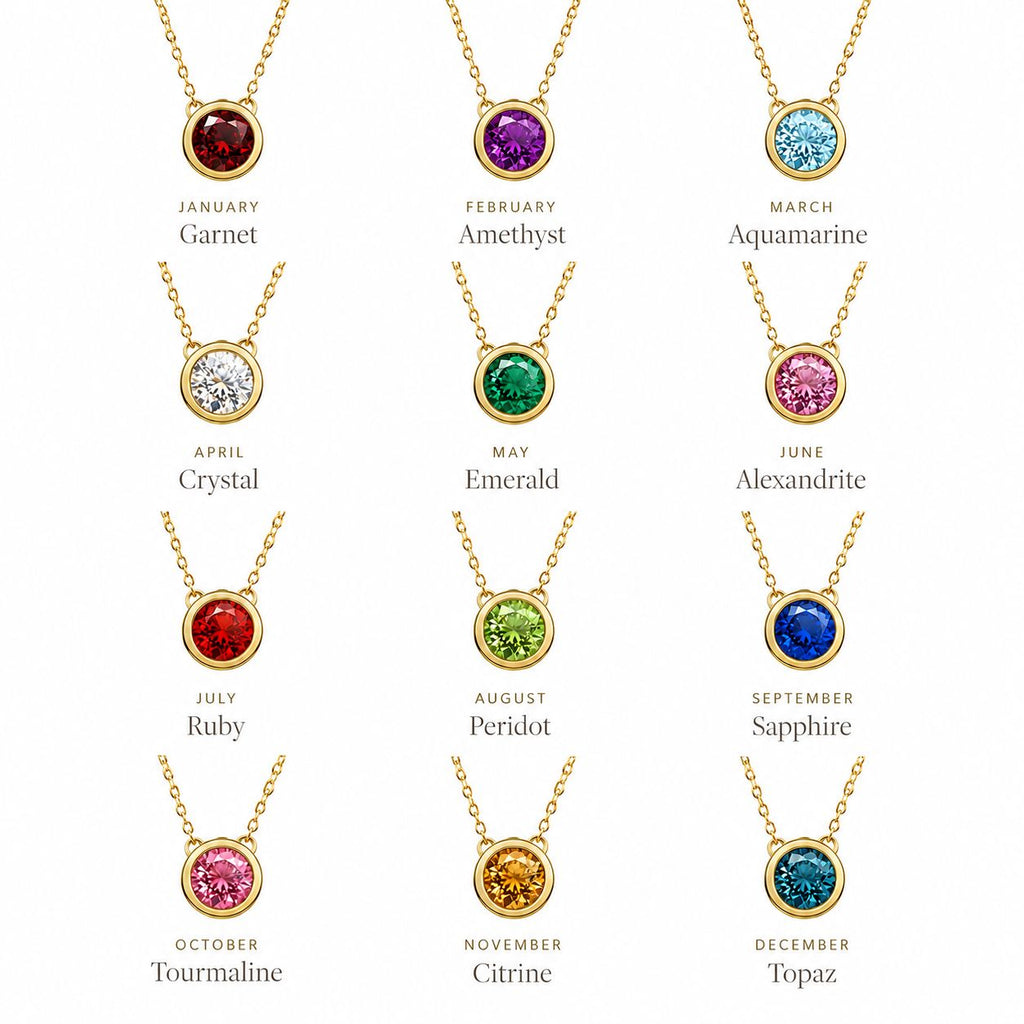 Birthstone Pendant Necklace Gold