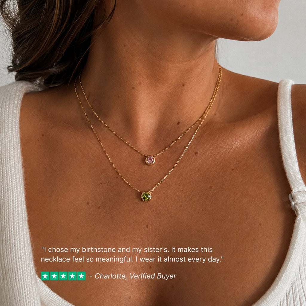 Birthstone Pendant Necklace Gold