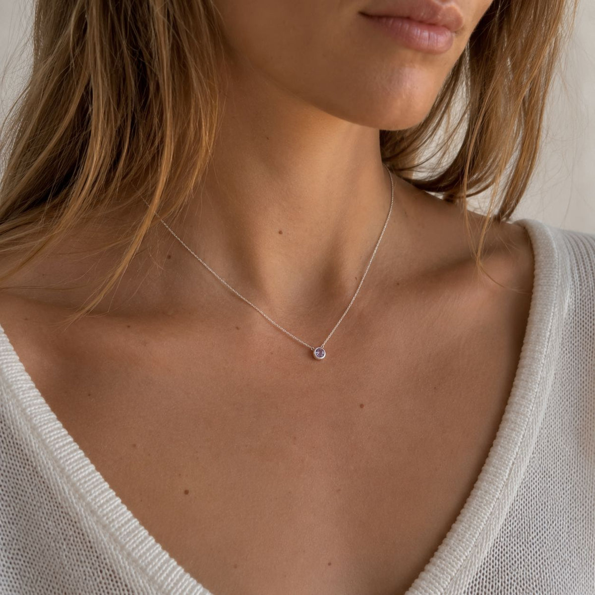 Birthstone pendant necklace Silver