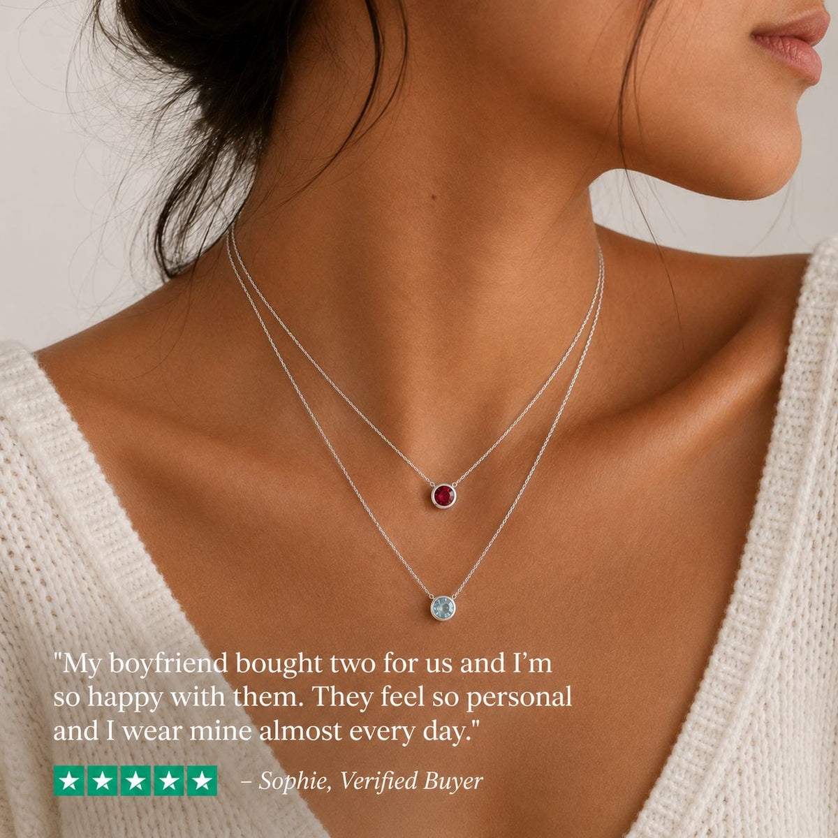 Birthstone pendant necklace Silver