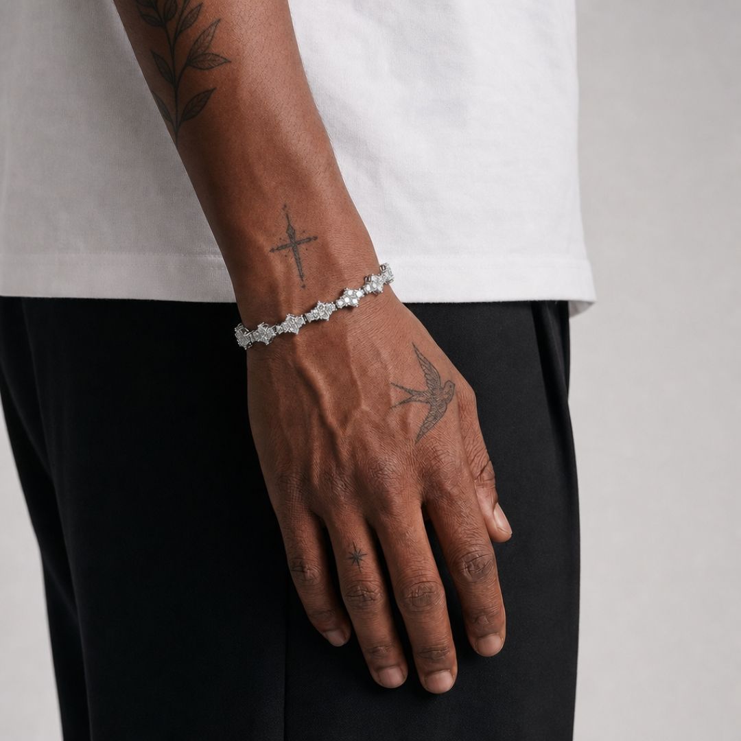 Crystal Cut Bracelet Silver