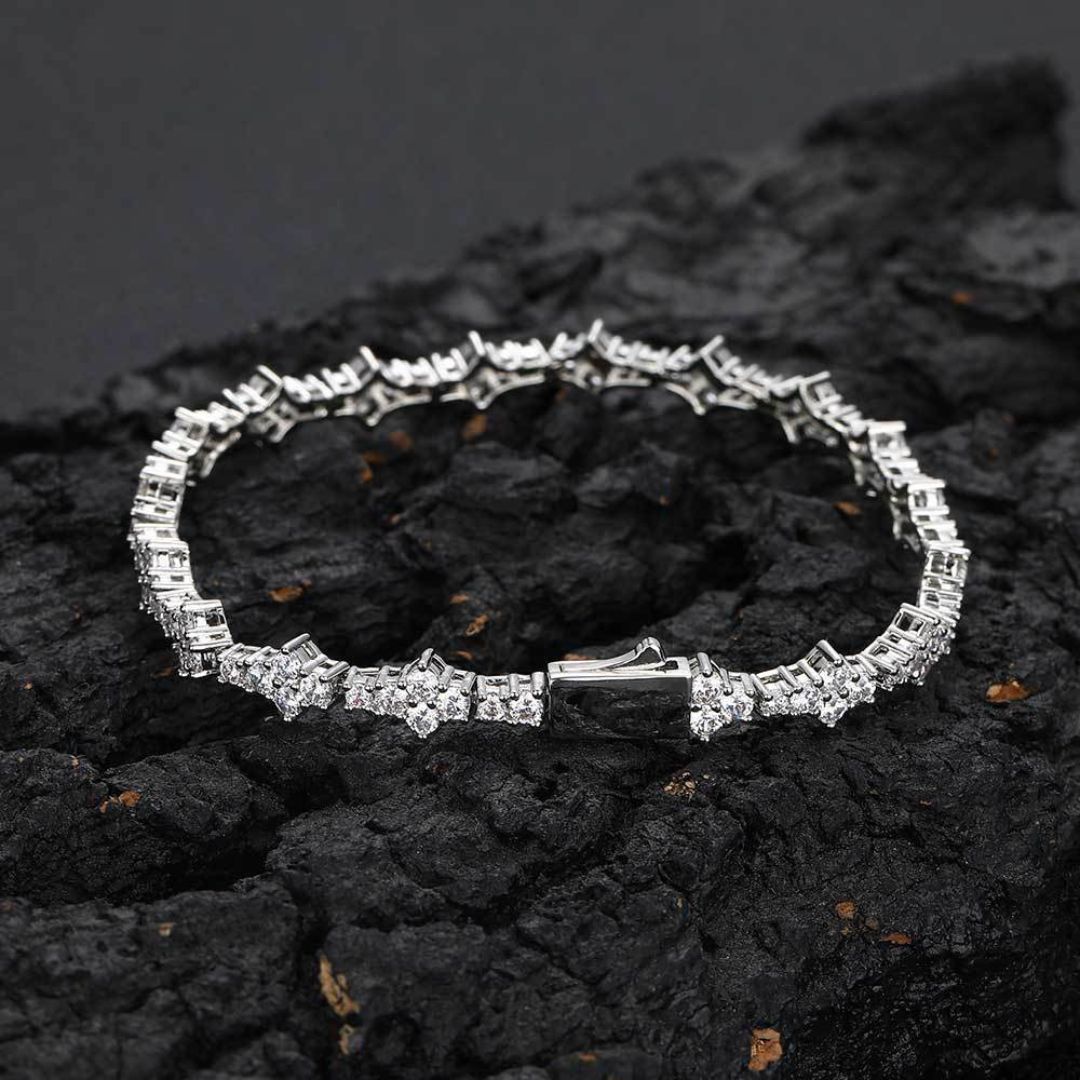 Crystal Cut Bracelet Silver