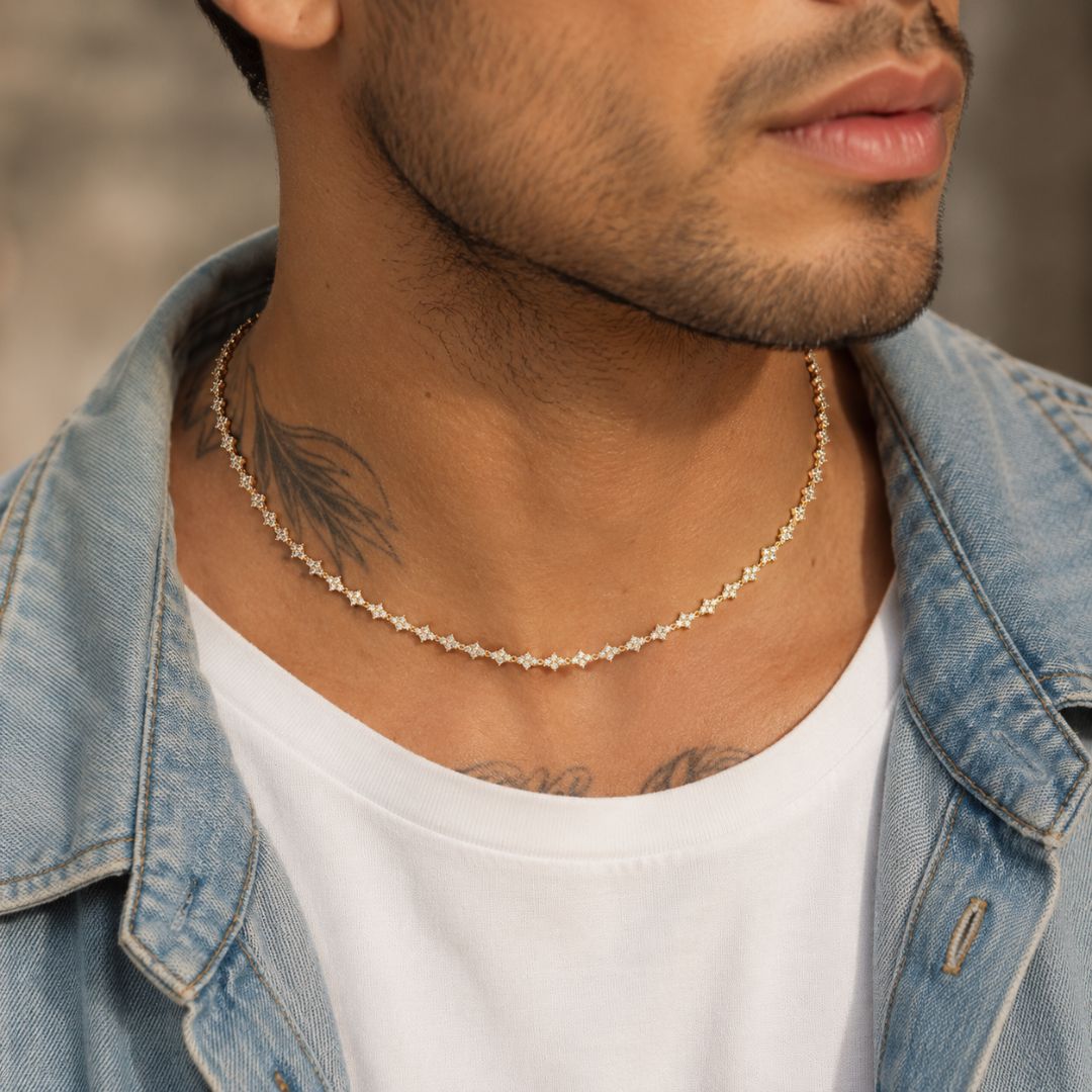 Crystal Cut Chain 6mm Gold
