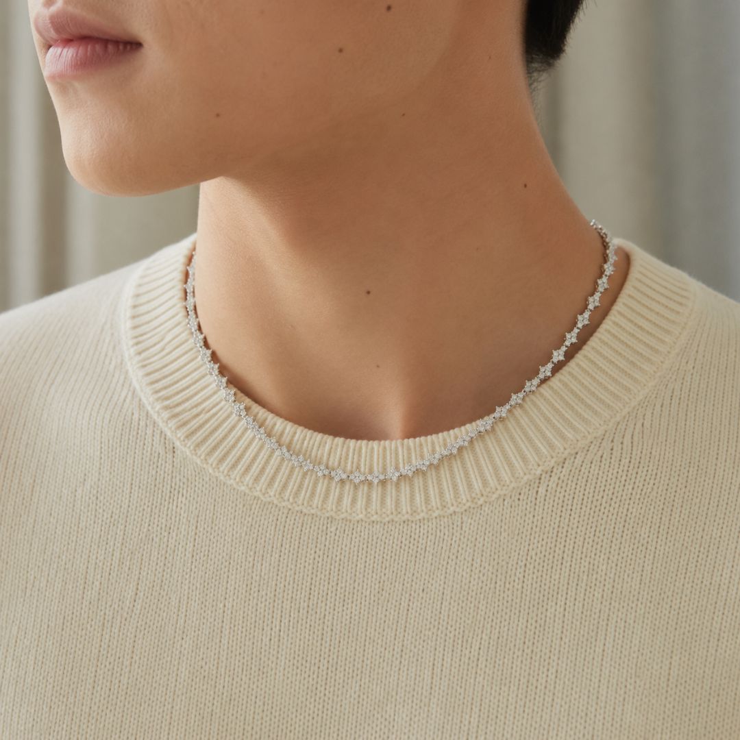 Crystal Cut Chain 6mm Silver