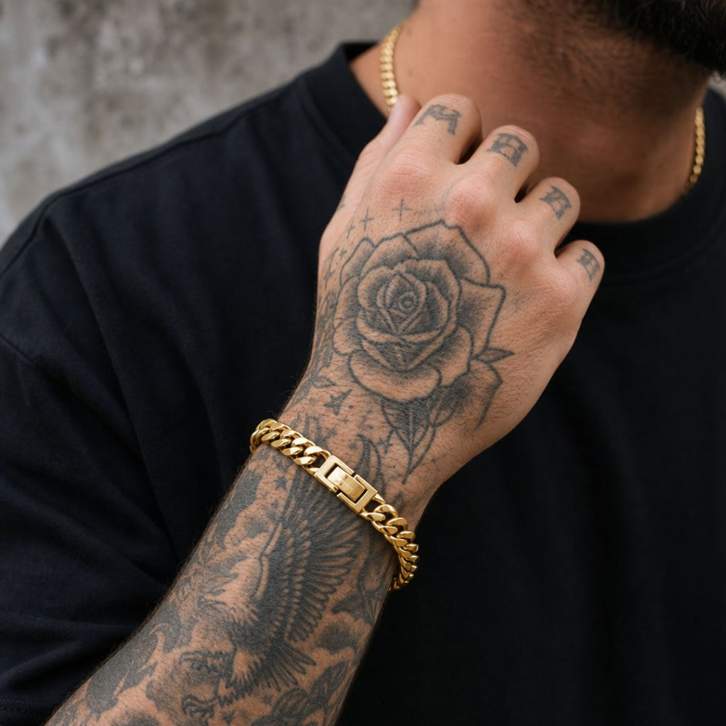 Cuban link bracelet 8mm Gold