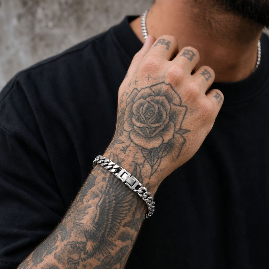 Cuban link bracelet 8mm Silver