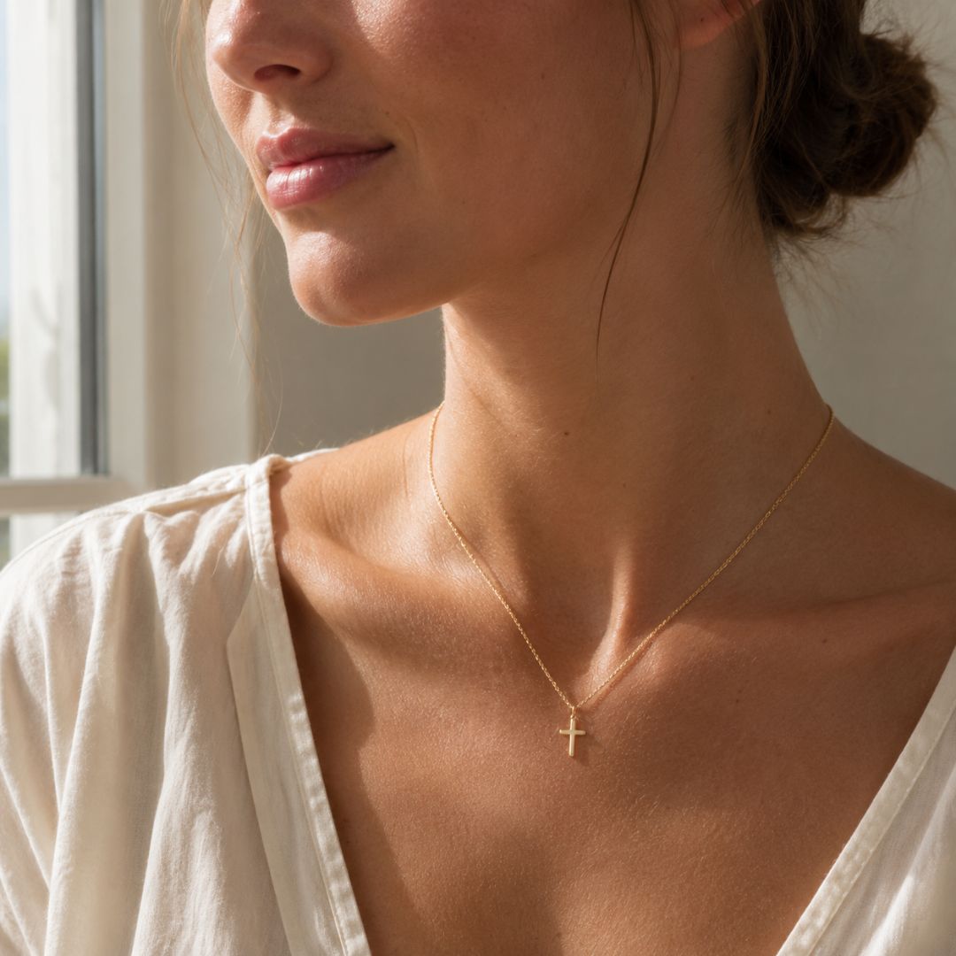 Dainty cross necklace Gold