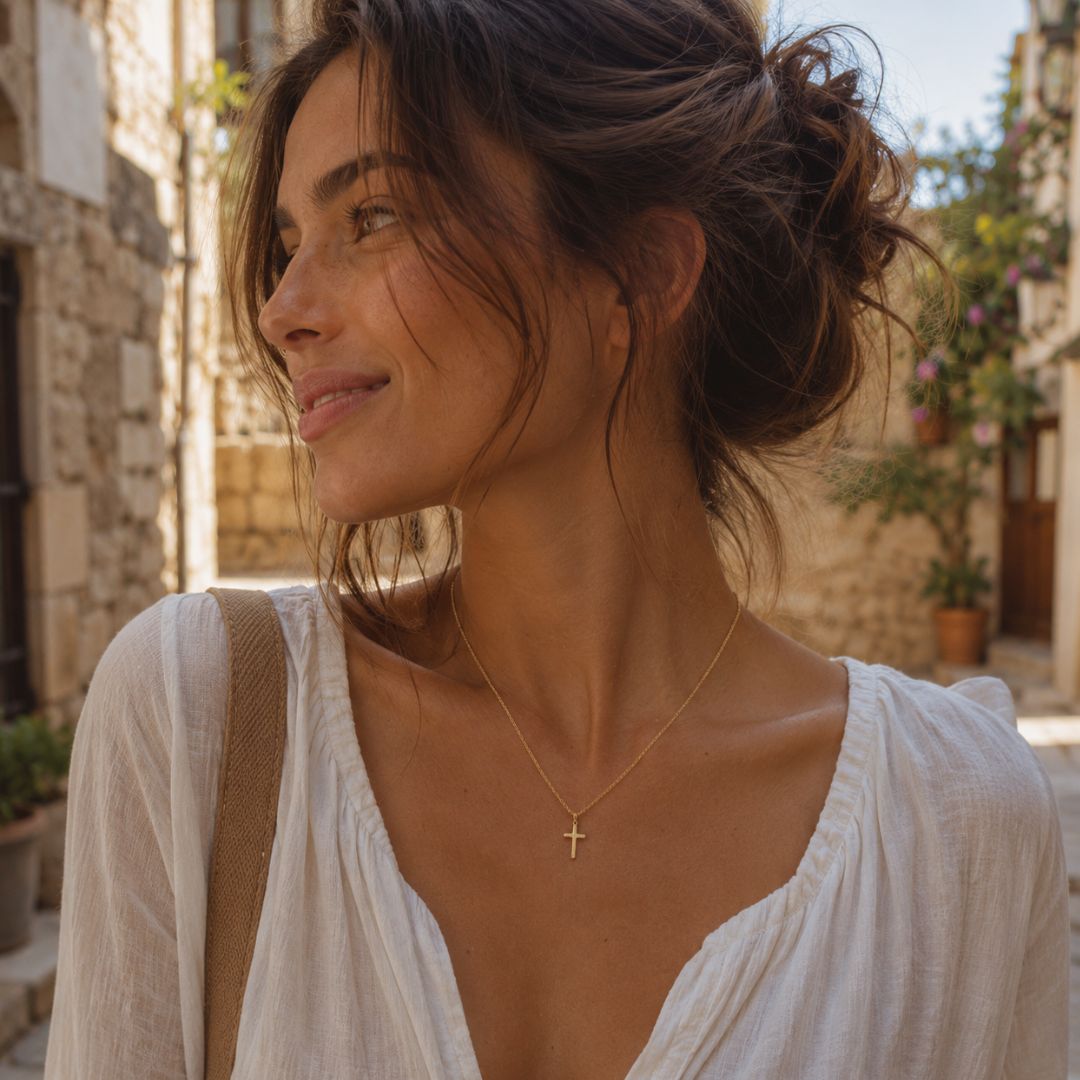 Dainty cross necklace Gold
