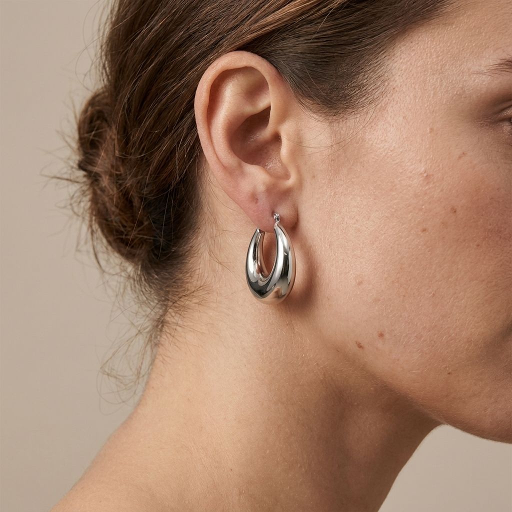 Dome Hoop Earrings Silver