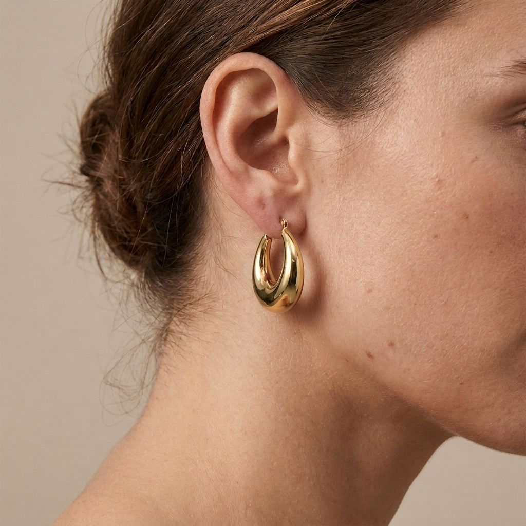 Dome Hoop Earrings Gold