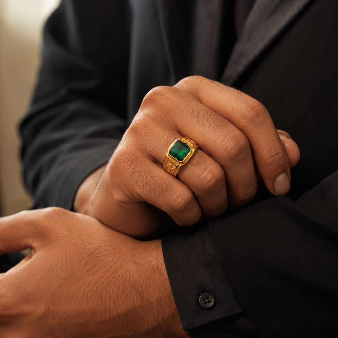 Emerald signet ring Gold