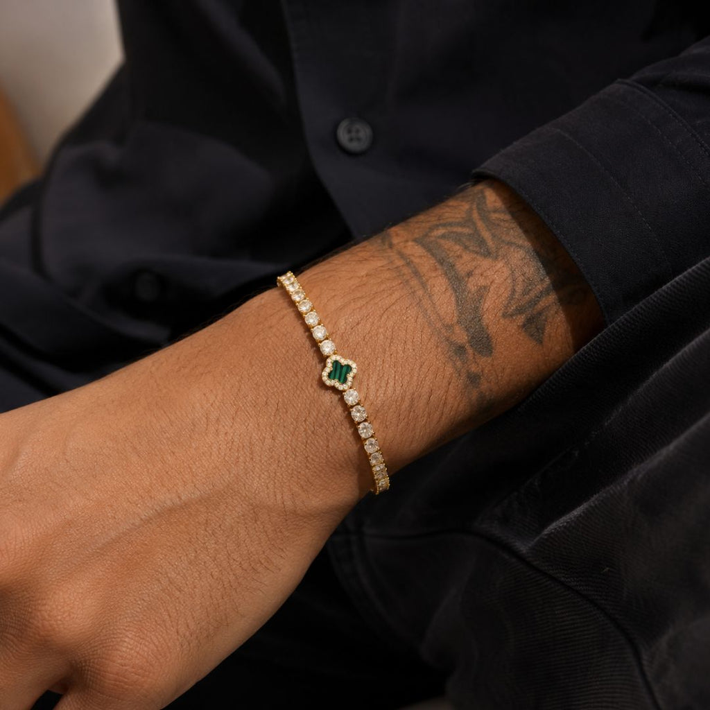 Emerald Clover Tennis Bracelet Gold