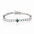 Emerald Clover Tennis Bracelet Silver