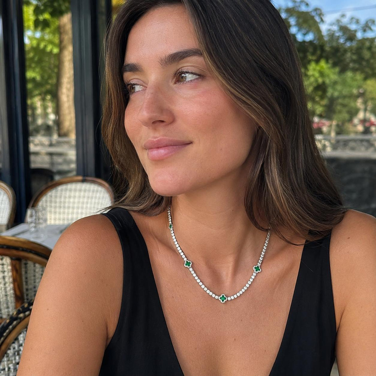 Emerald clover necklace Silver