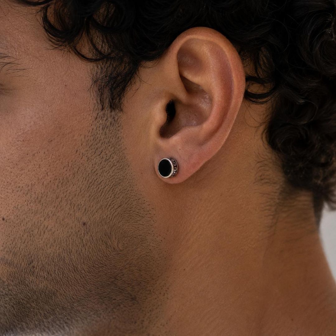 Greek Stud Earrings Silver