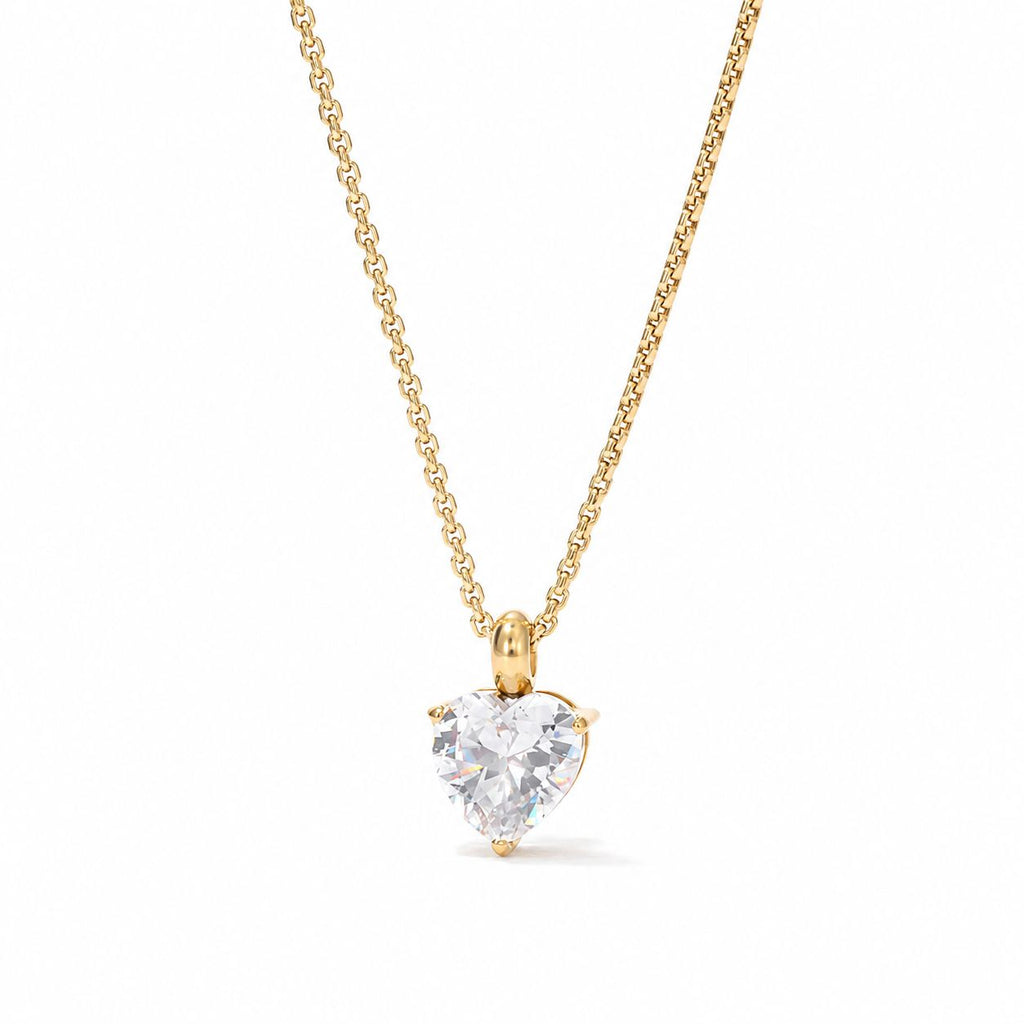 Heart stone pendant necklace Gold