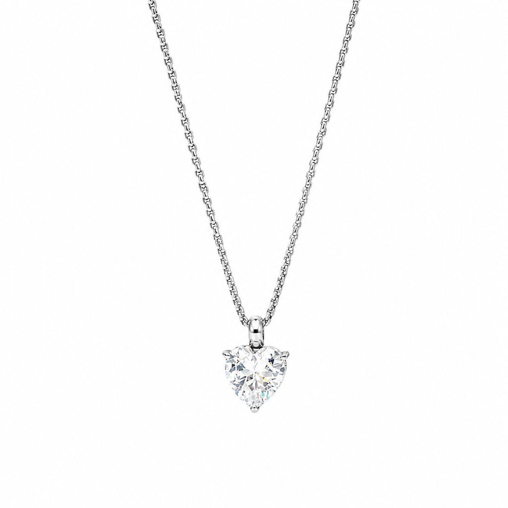 Heart stone pendant necklace Silver