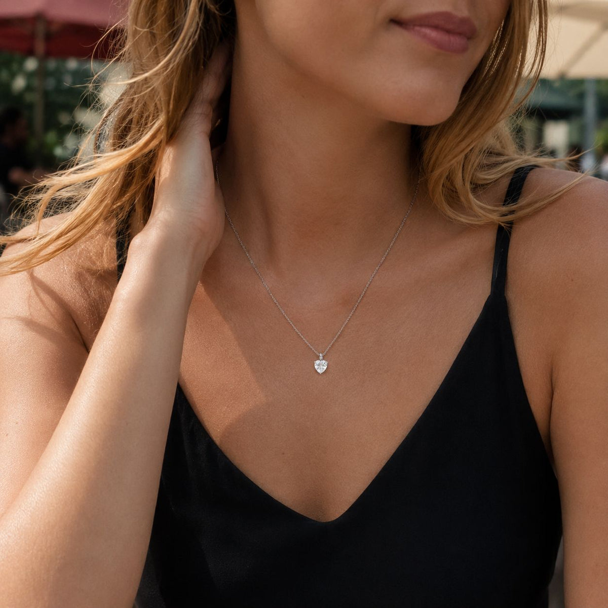 Heart stone pendant necklace Silver