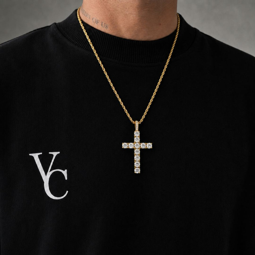 Iced Cross pendant Gold