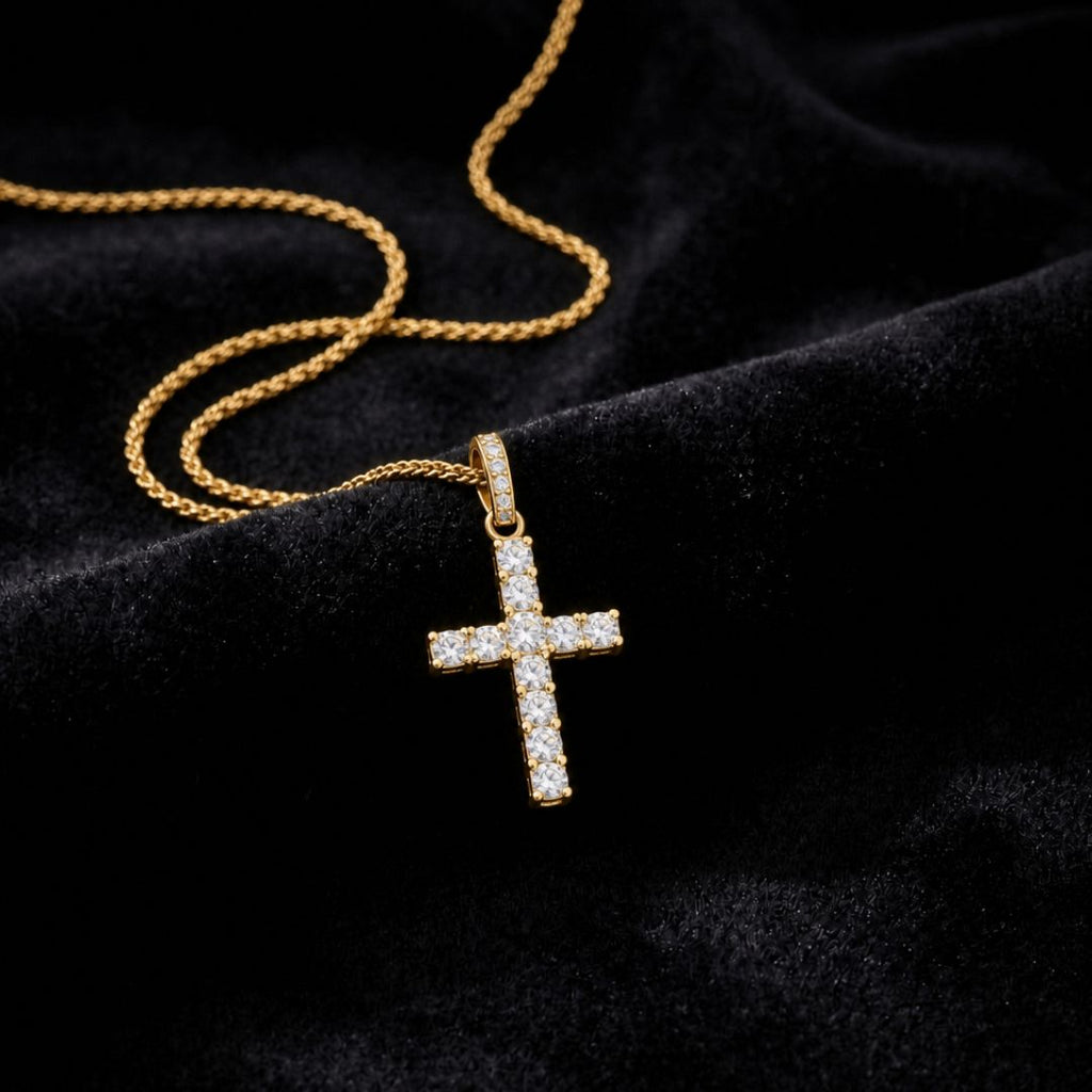 Iced Cross pendant Gold