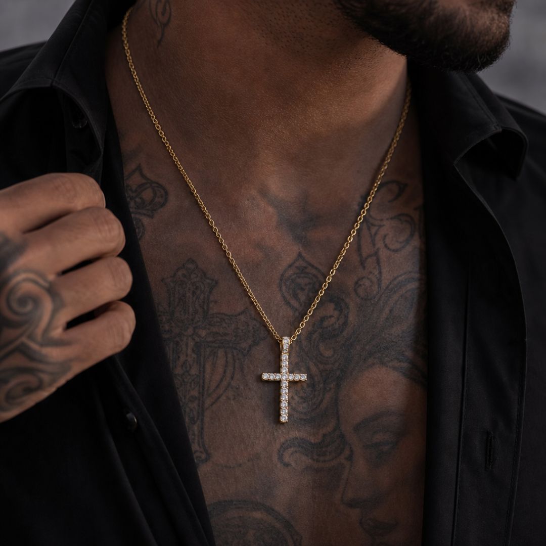 Iced Cross pendant Gold