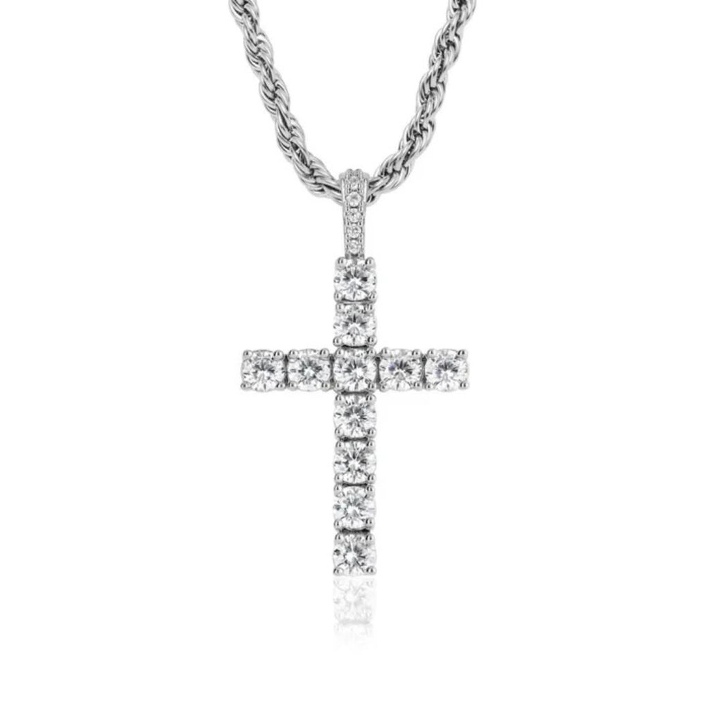 Iced Cross pendant Silver