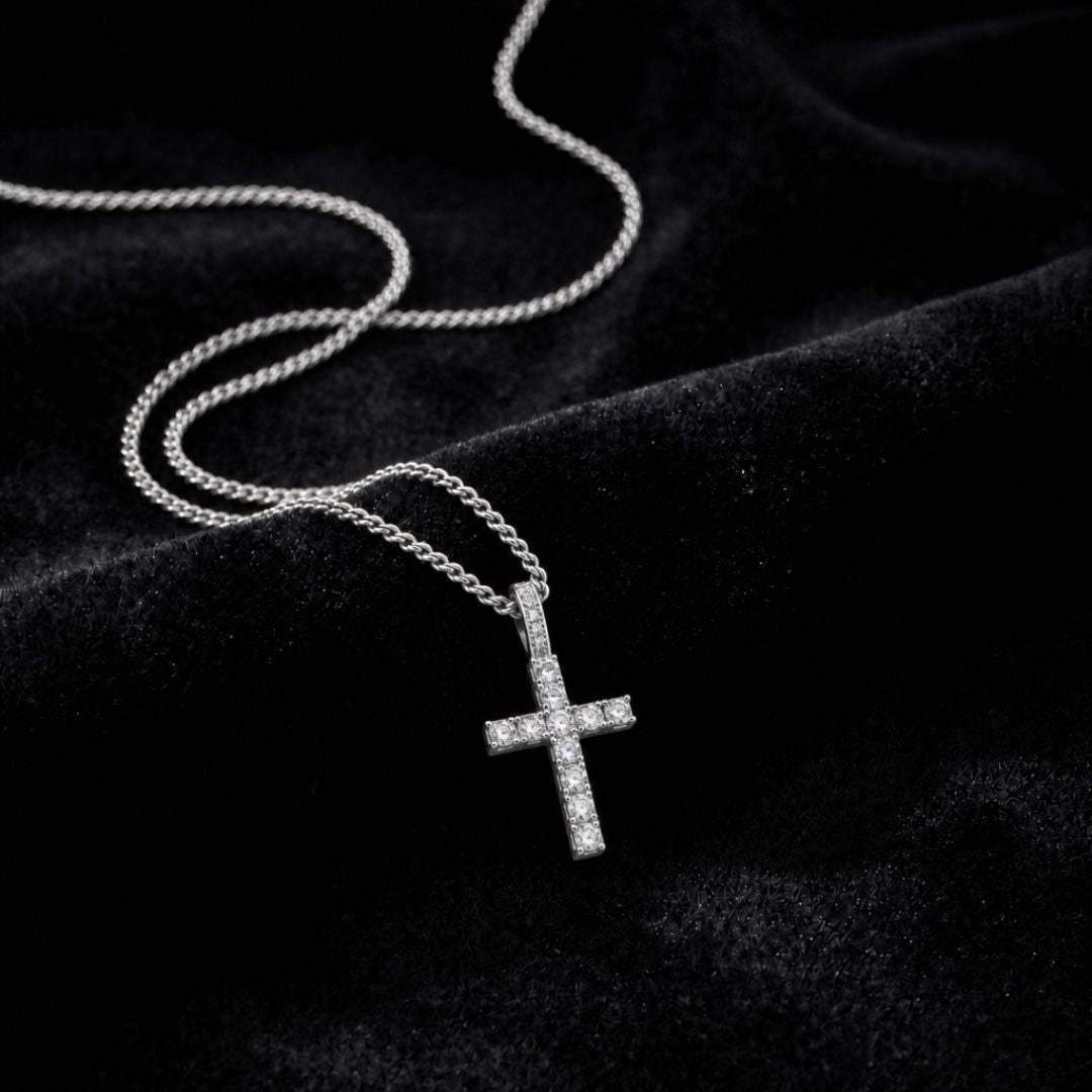 Iced Cross pendant Silver