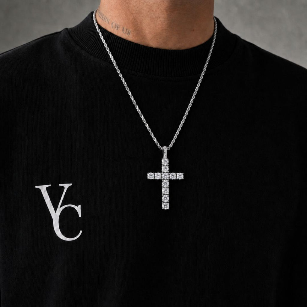Iced Cross pendant Silver