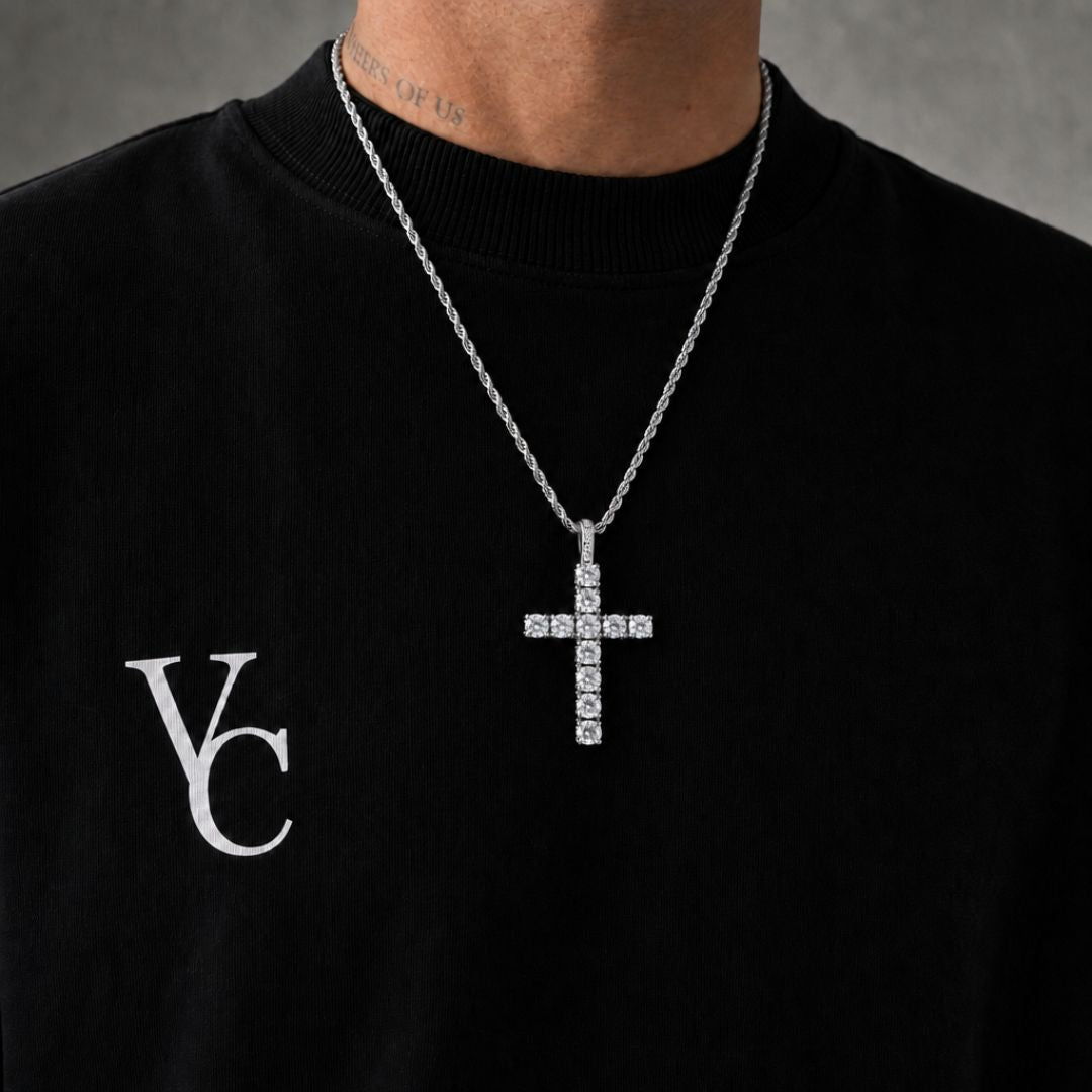 Iced Cross pendant Silver
