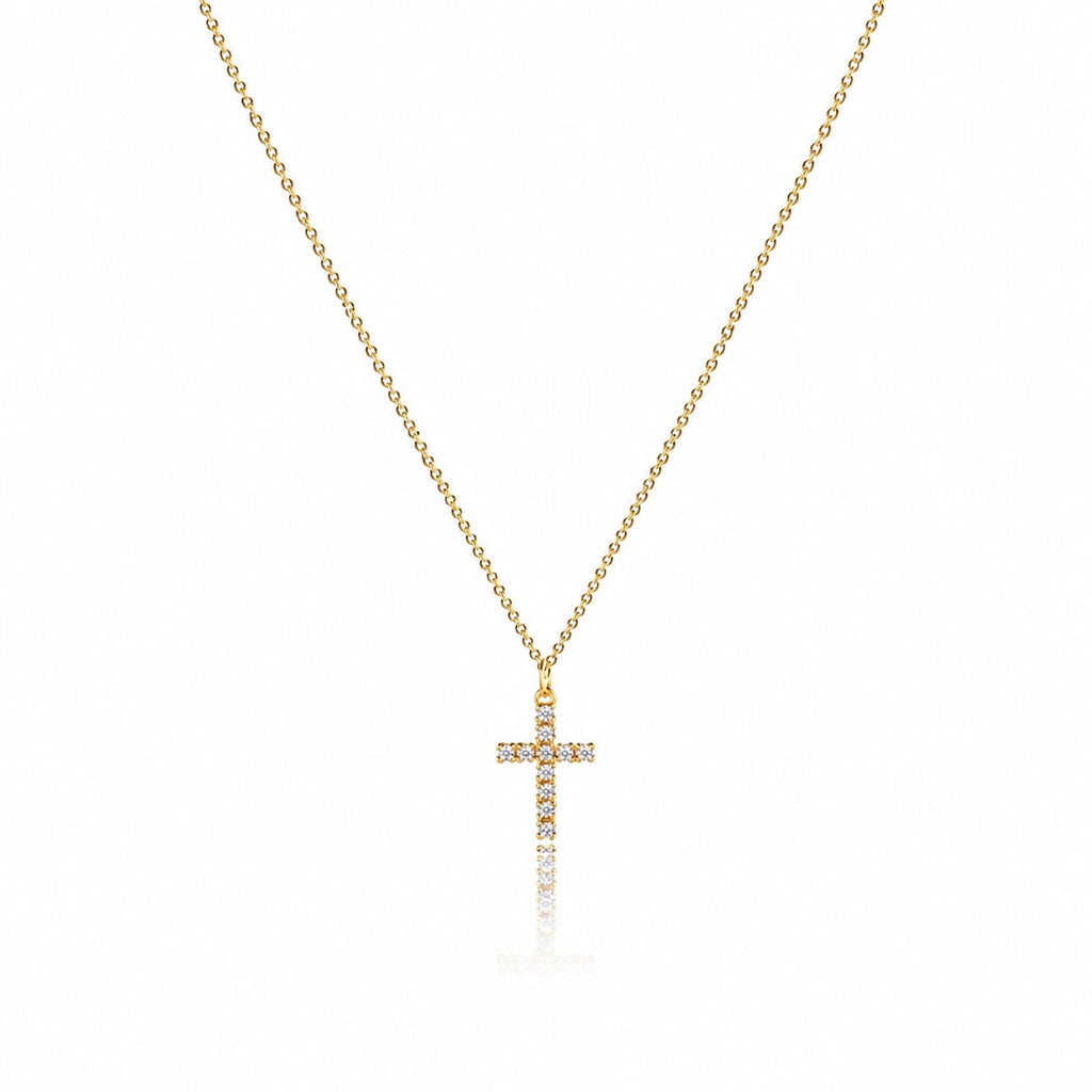 Iced cross pendant necklace Gold