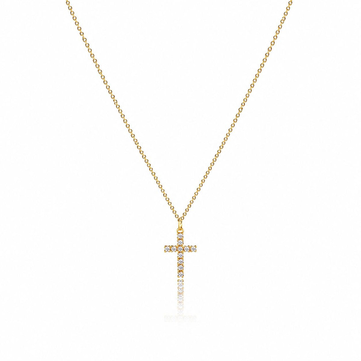 Iced cross pendant necklace Gold