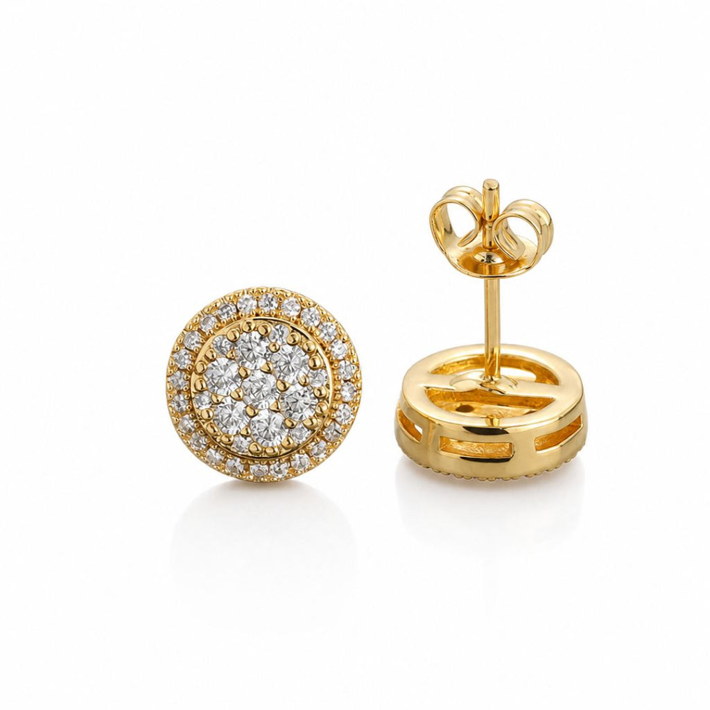 Iced Round Earrings Gold