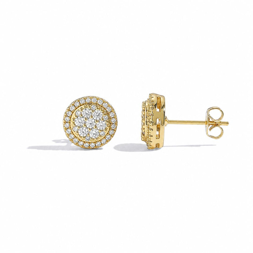 Iced Round Earrings Gold