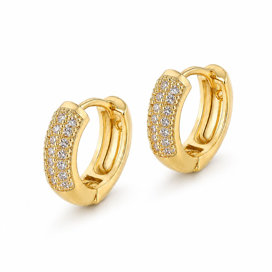 Iced hoop earrings Gold
