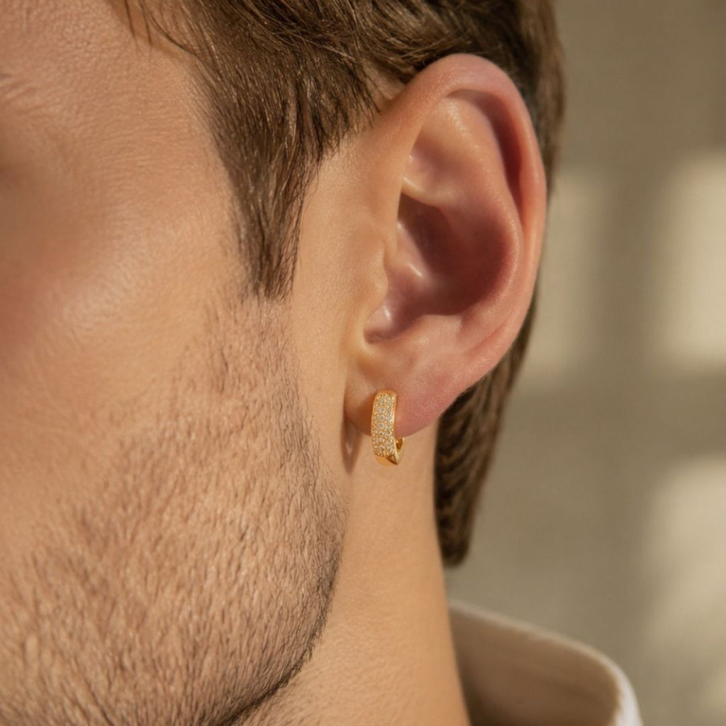 Iced hoop earrings Gold