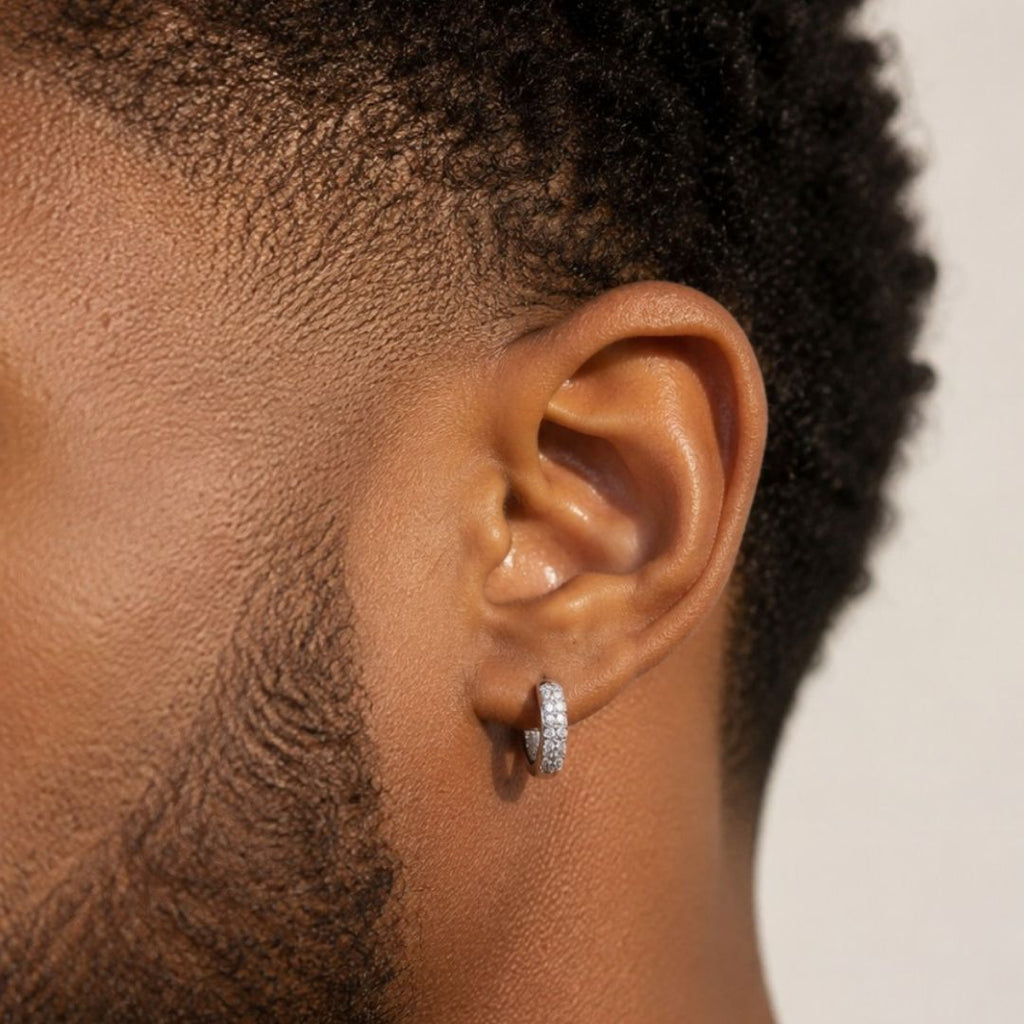 Iced hoop earrings Silver
