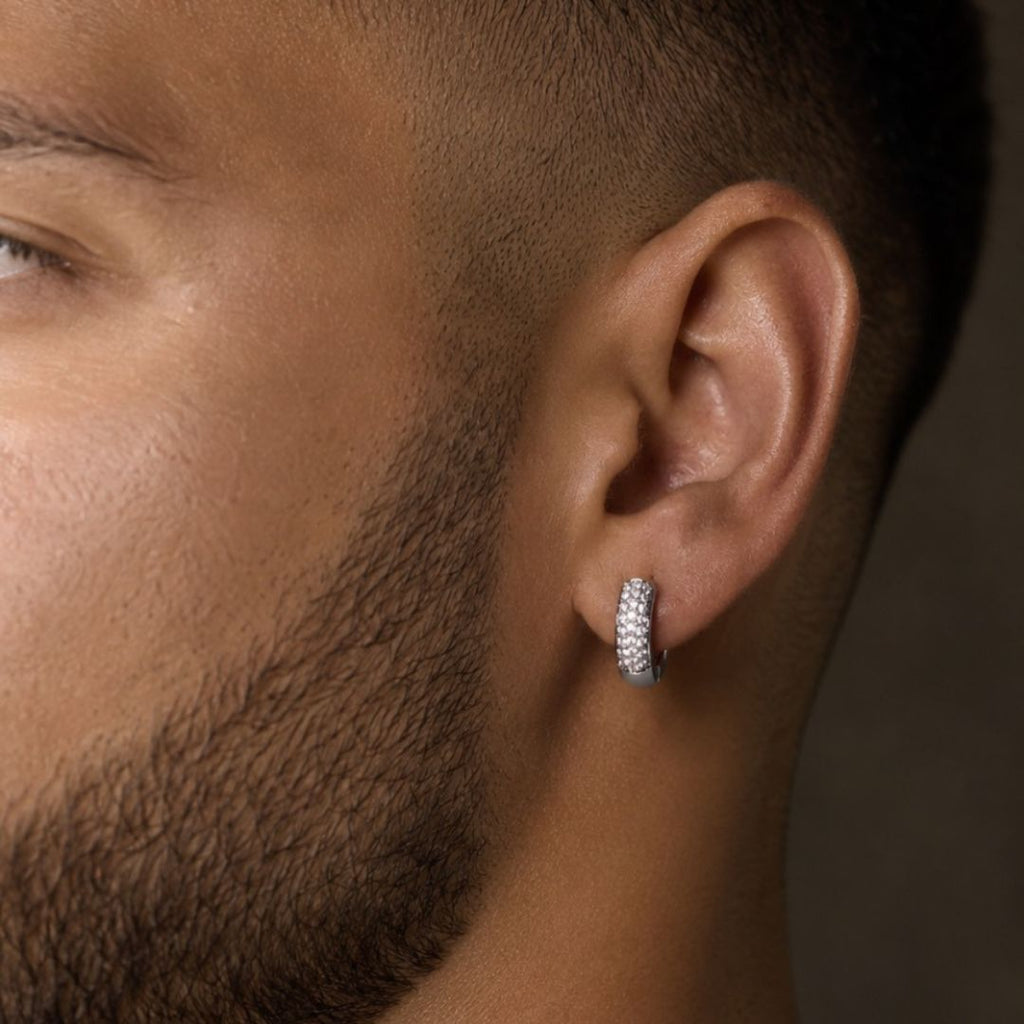 Iced hoop earrings Silver