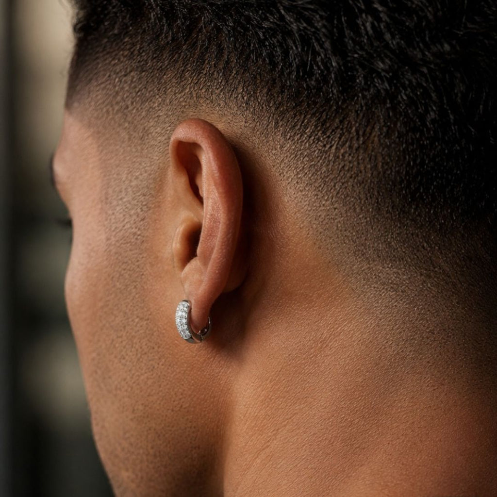Iced hoop earrings Silver