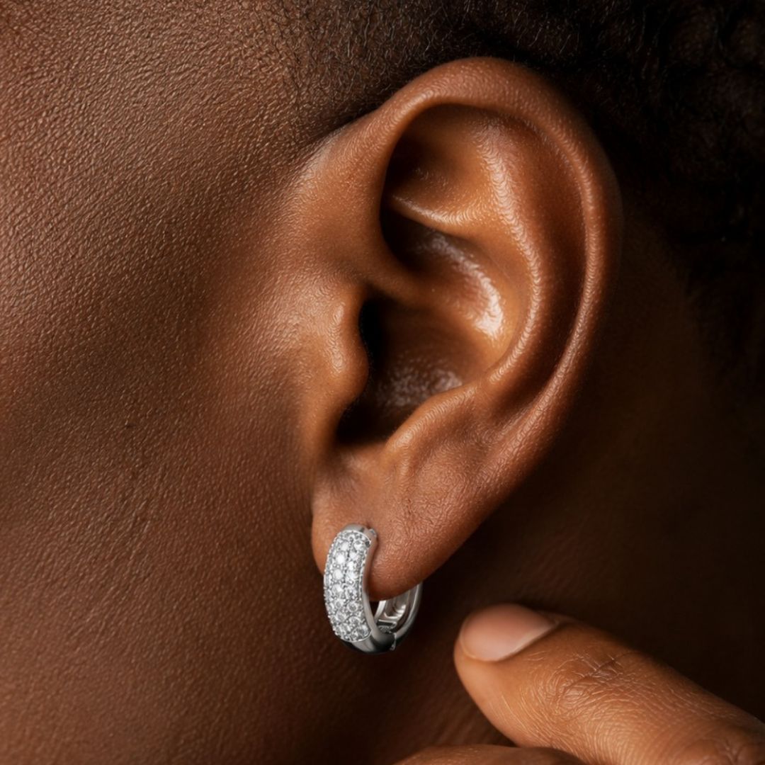 Iced hoop earrings Silver