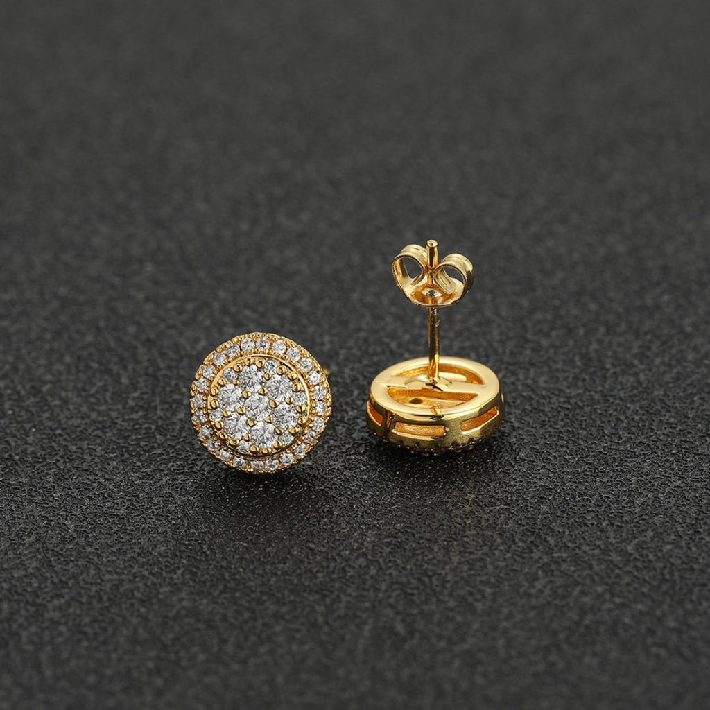 Iced Round Earrings Gold