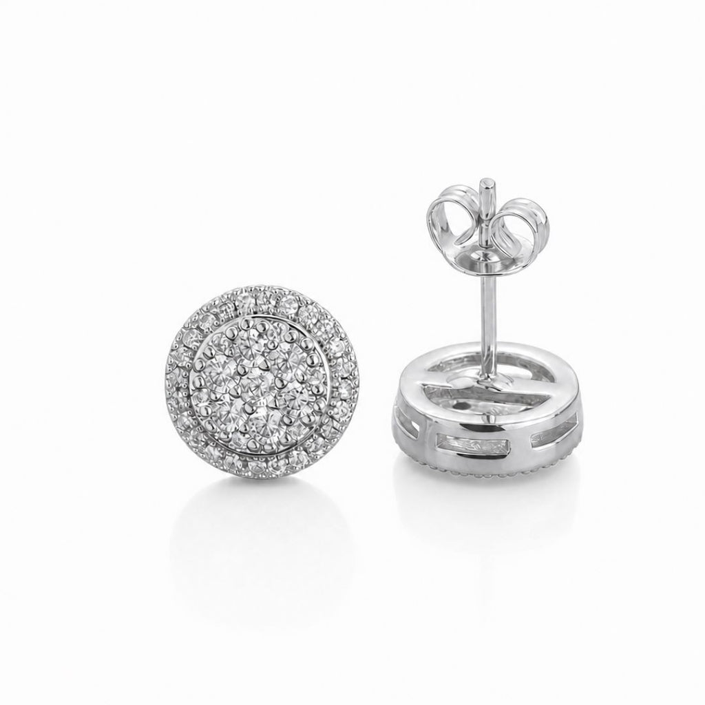 Iced Round Earrings Silver