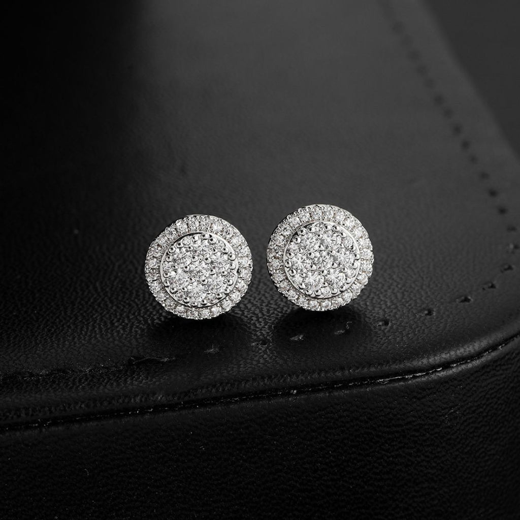 Iced Round Earrings Silver