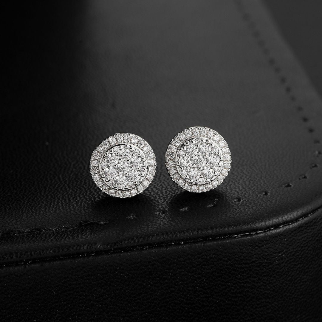Iced Round Earrings Silver