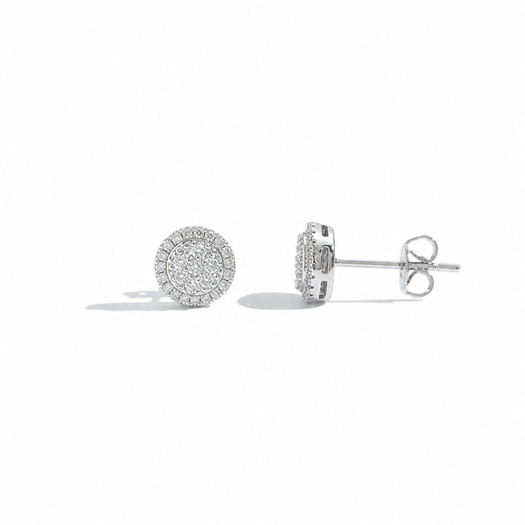 Iced Round Earrings Silver
