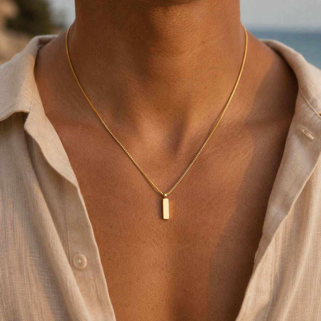Minimal Bar Pendant Necklace Gold