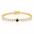Onyx clover tennis bracelet Gold