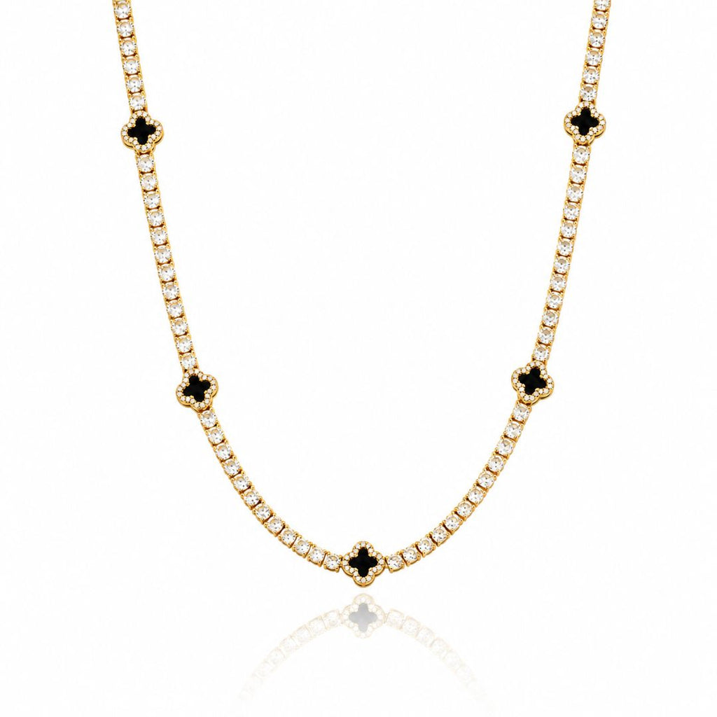 Onyx Clover Tennis Chain Gold